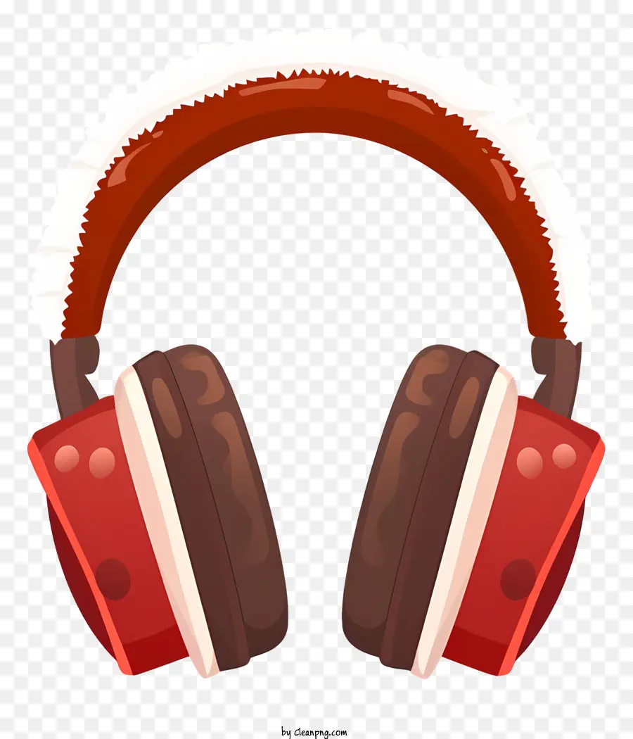 Ilustrasi Vektor Datar Minimal，Headphone Merah Putih PNG