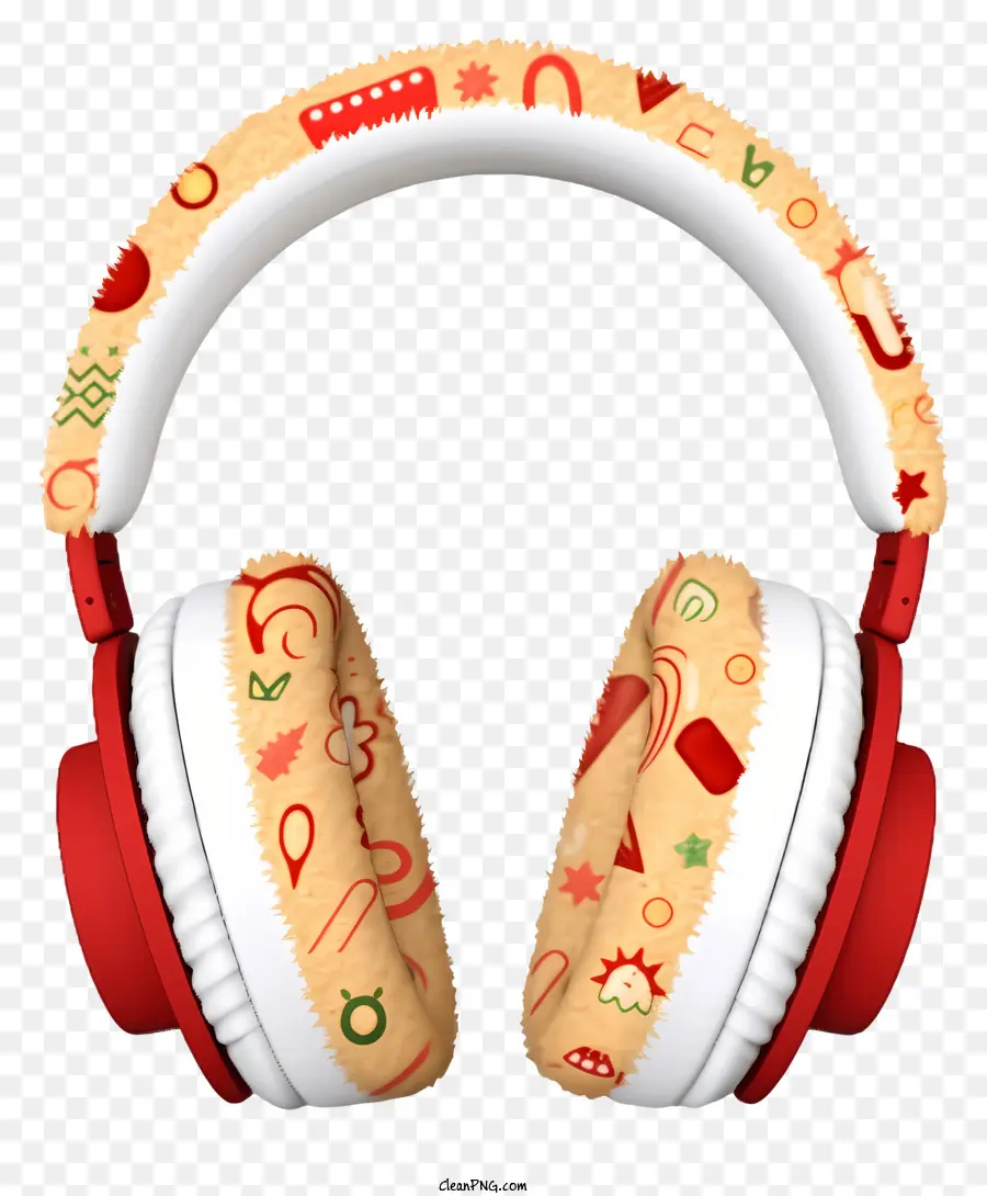 Coretan Penutup Telinga Natal，Headphone Merah Putih PNG