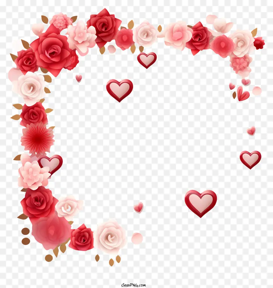 Perbatasan Hari Kasih Sayang 3d Realistis，Bingkai Merah Dan Merah Muda PNG