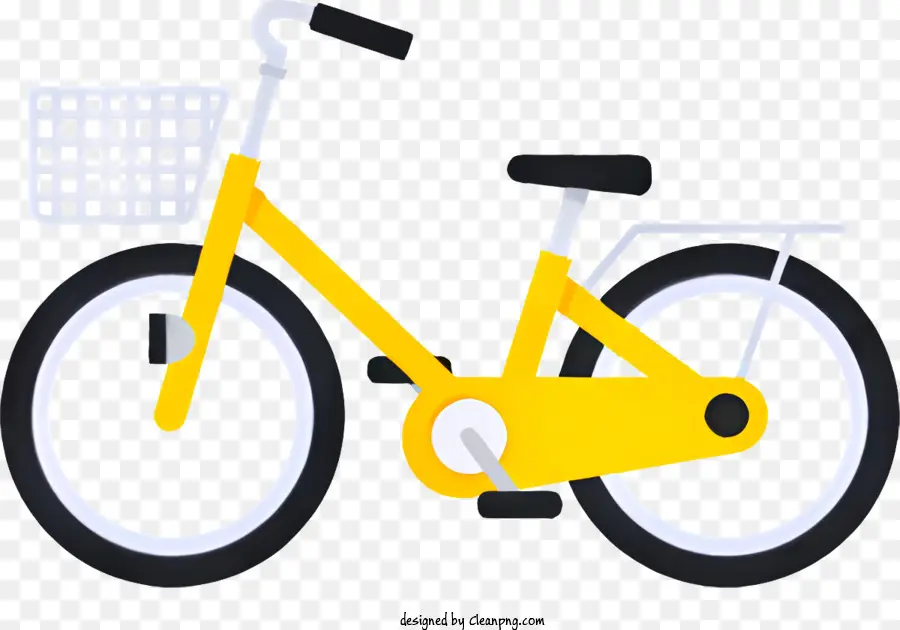 Sepeda Kuning，Putih Keranjang PNG