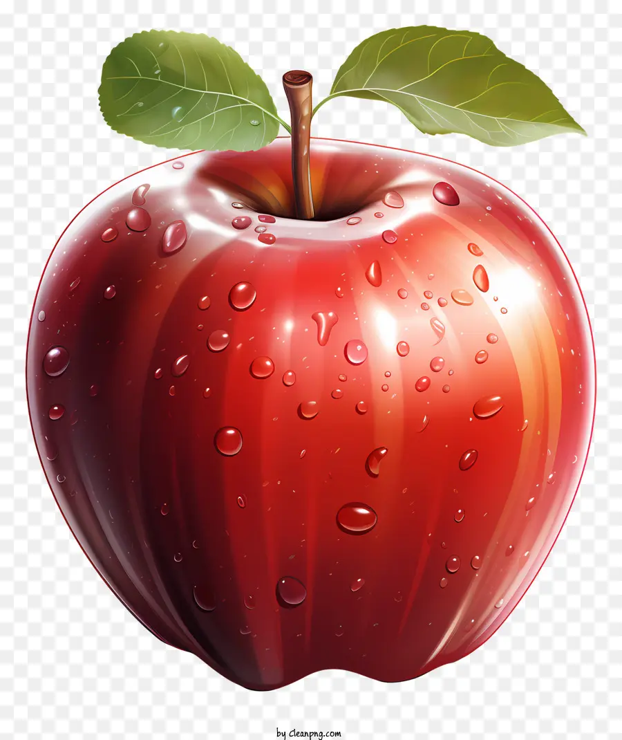 Apple，Apel Dengan Tetesan Hujan PNG