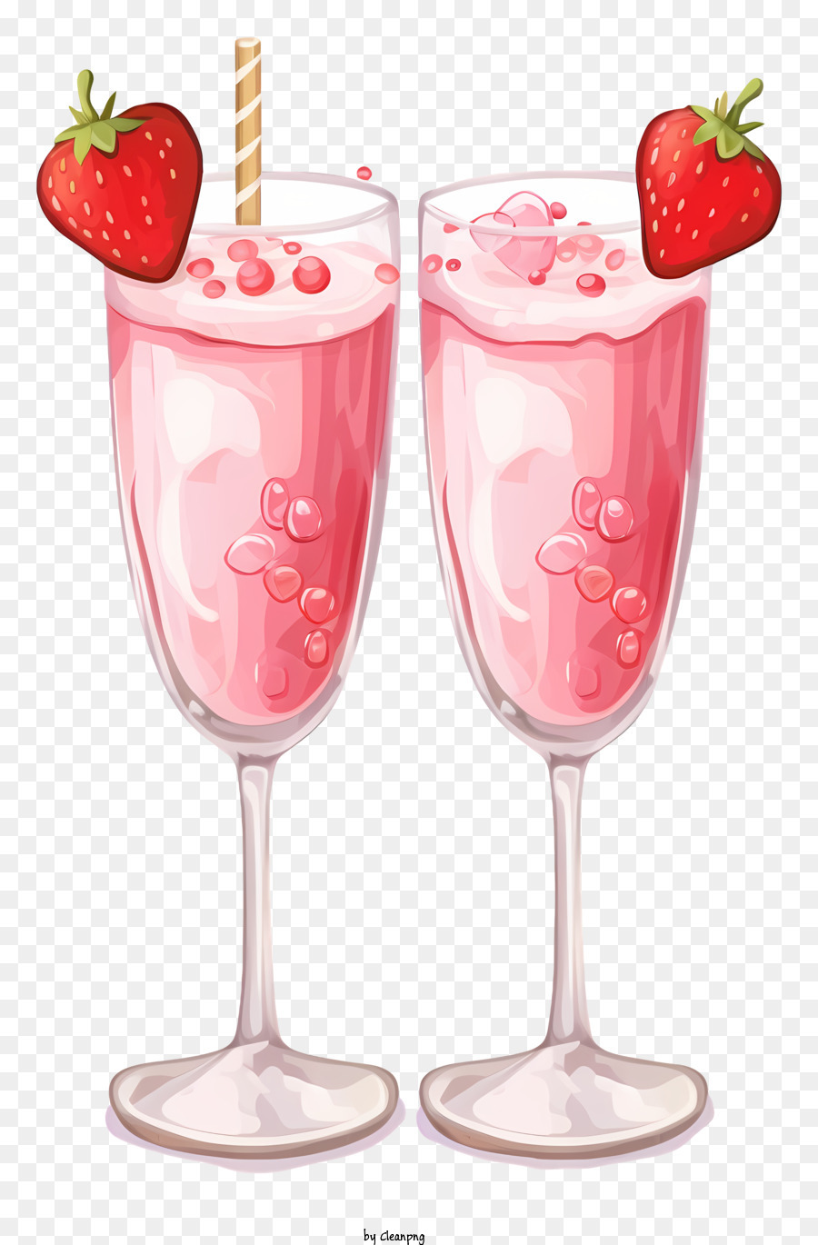 Koktail Hari Kasih Sayang Cat Air Stroberi Smoothie Smoothie Stroberi Merah Muda Gambar Png 9903