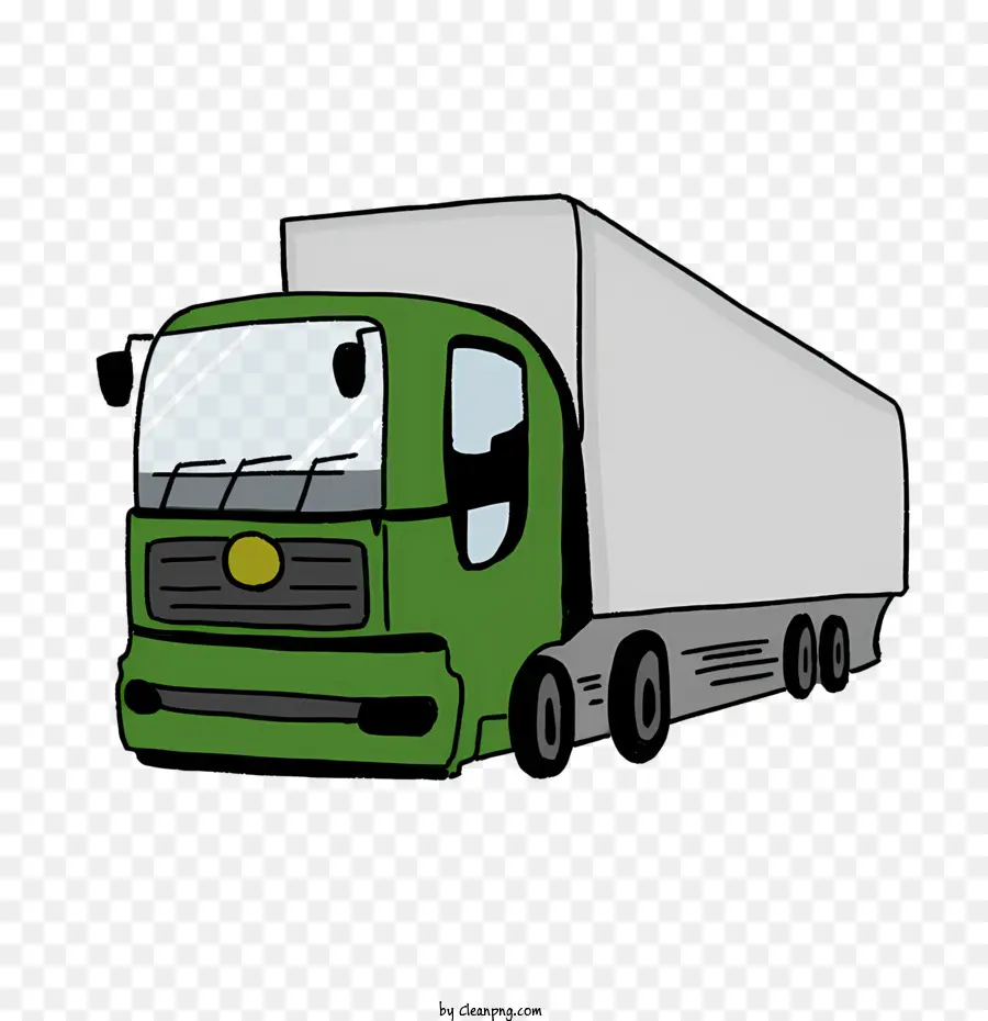 Green Semi Truck，Grille Besar PNG