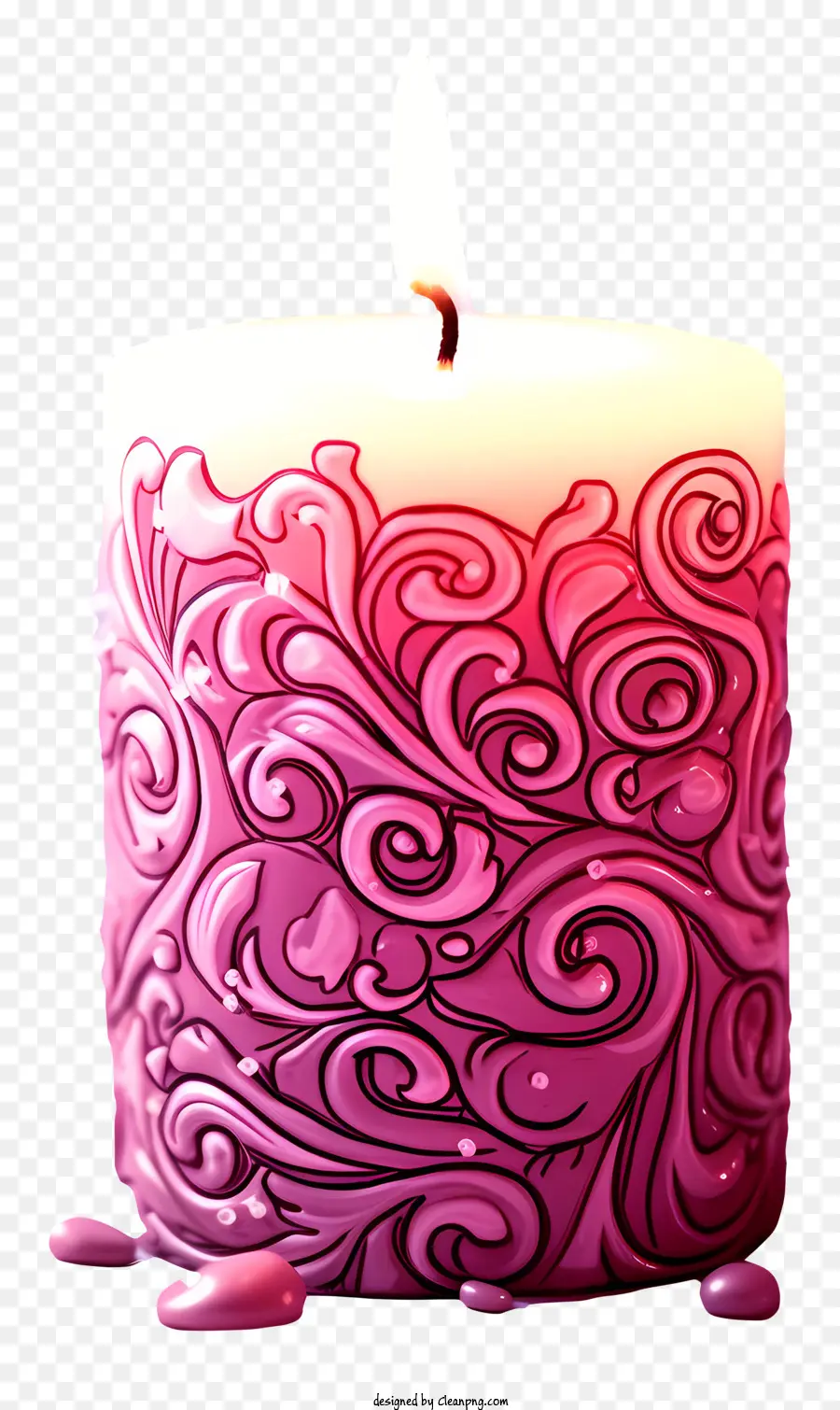 Lilin Hari Doodle Valentines，Lilin Merah Muda PNG