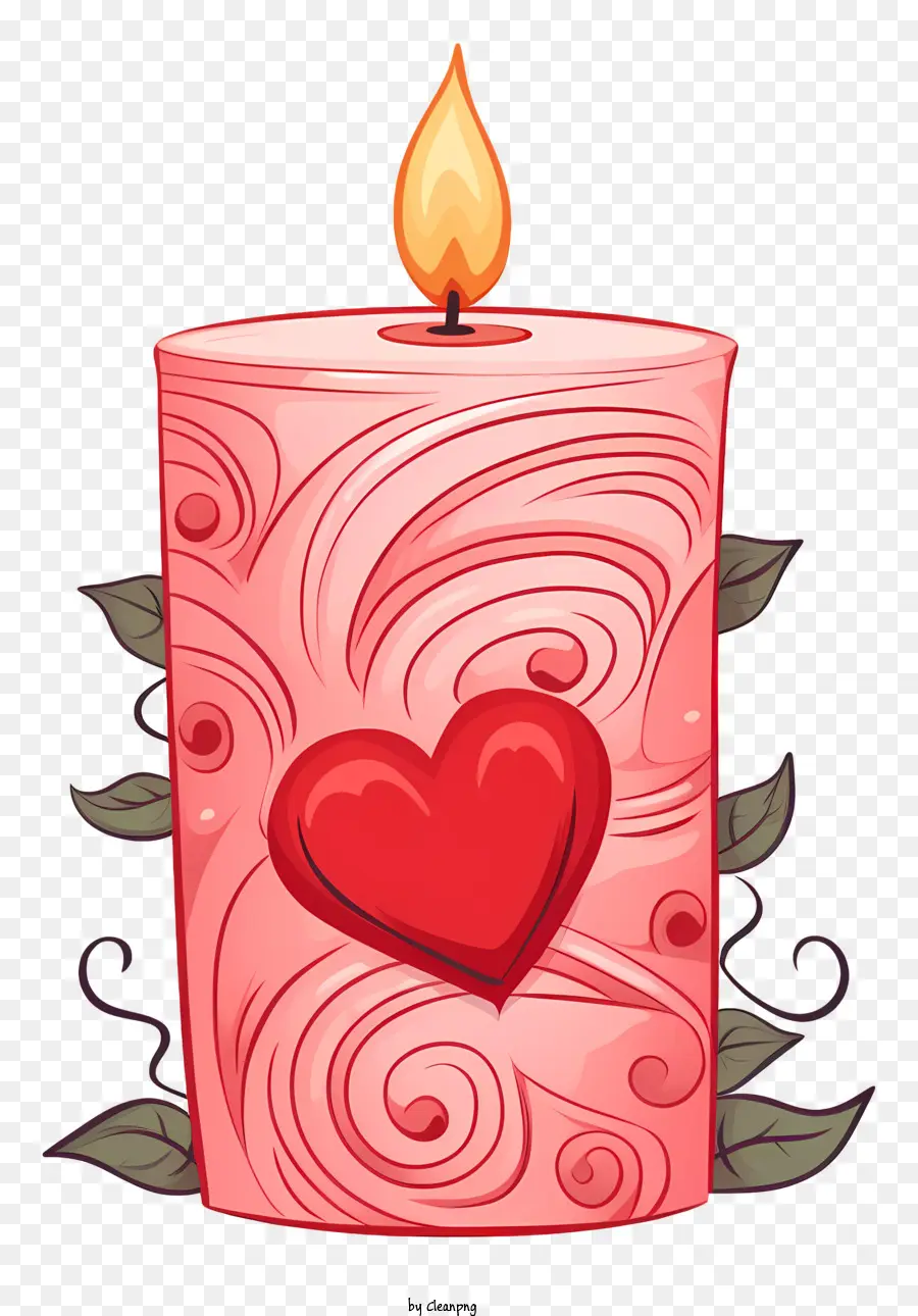 Lilin Hari Doodle Valentines，Lilin Jantung Merah PNG