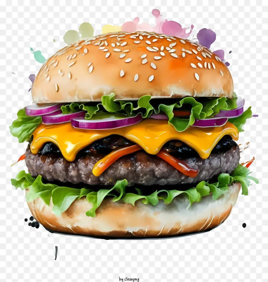 Kartun，Burger Hitam PNG