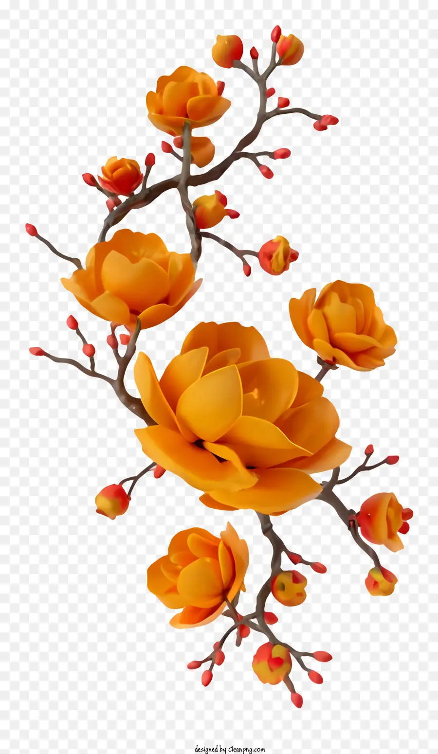 Kartun，Bunga Oranye PNG
