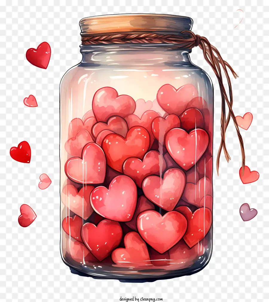 Mason Jar With Heart，Hari Valentine PNG