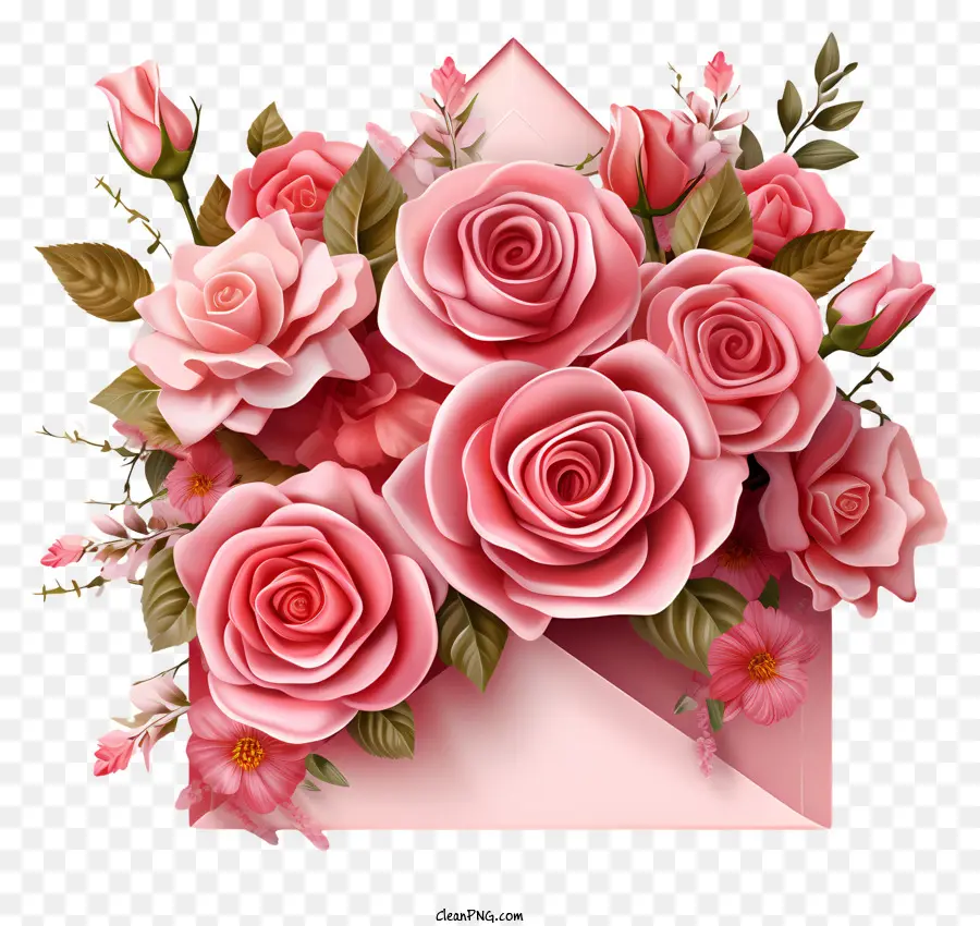 Amplop，Karangan Bunga Merah Muda PNG