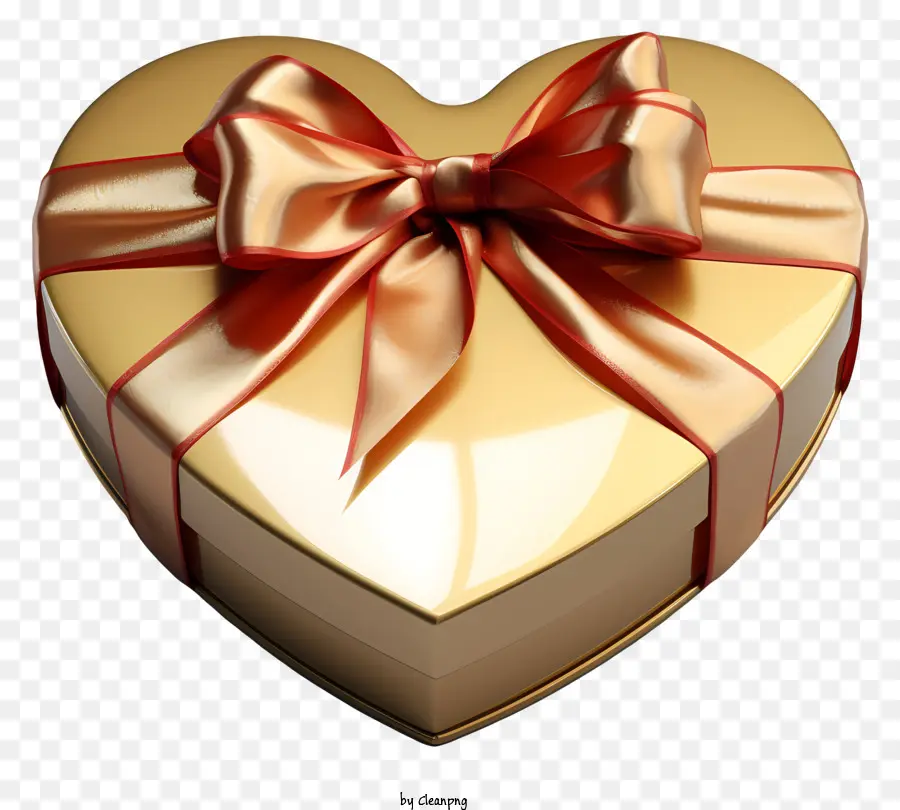 Kotak Hadiah，Kotak Berbentuk Hati Emas PNG