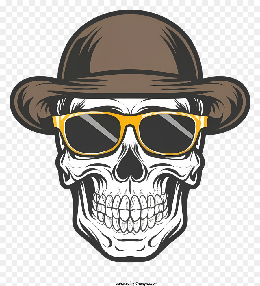 Kartun Tengkorak Topi Fedora Gambar Png