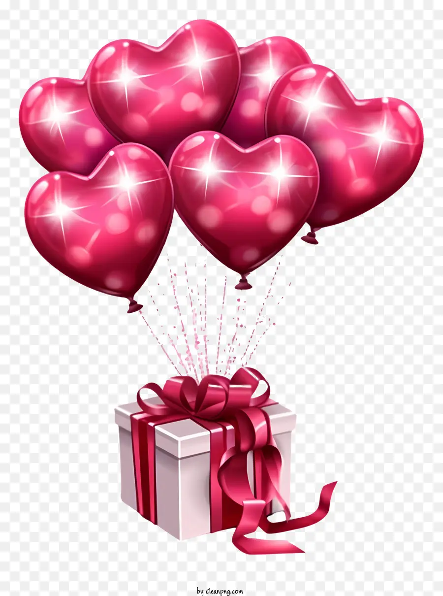 Sketsa Balon Hadiah Valentine，Kata Kunci Kotak Berbentuk Hati PNG