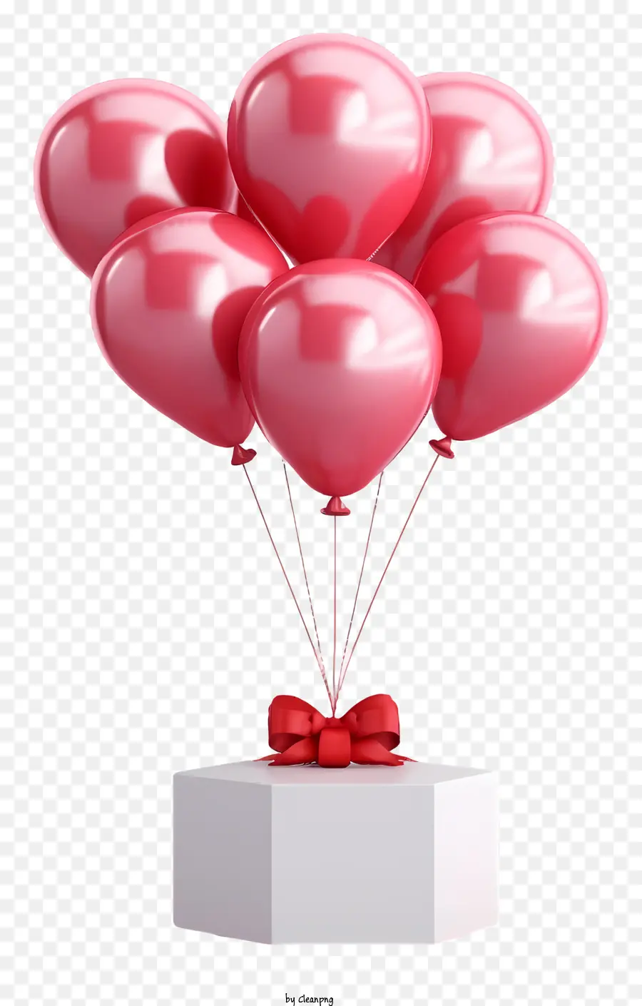 Balon Hadiah Valentine 3d Realistis，Kotak Putih PNG