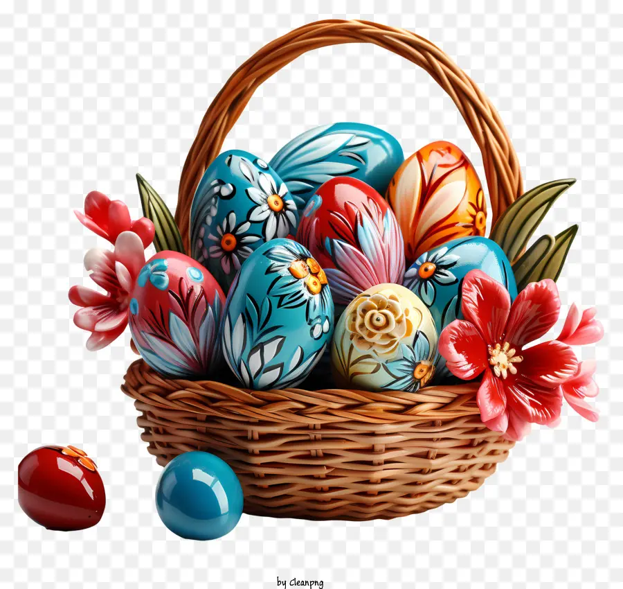 Telur Paskah，Keranjang Rotan PNG