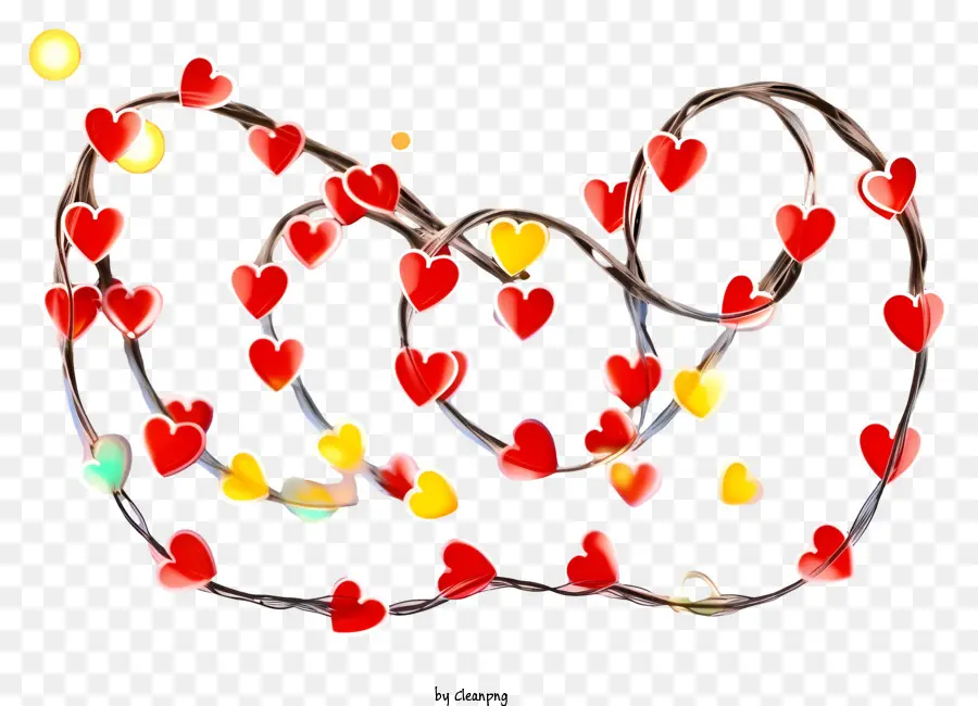 Lampu String Valentine 3d Yang Realistis，Lampu Hati PNG