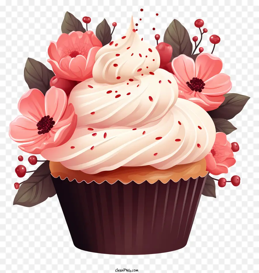 Cupcake，Bunga Merah Muda PNG