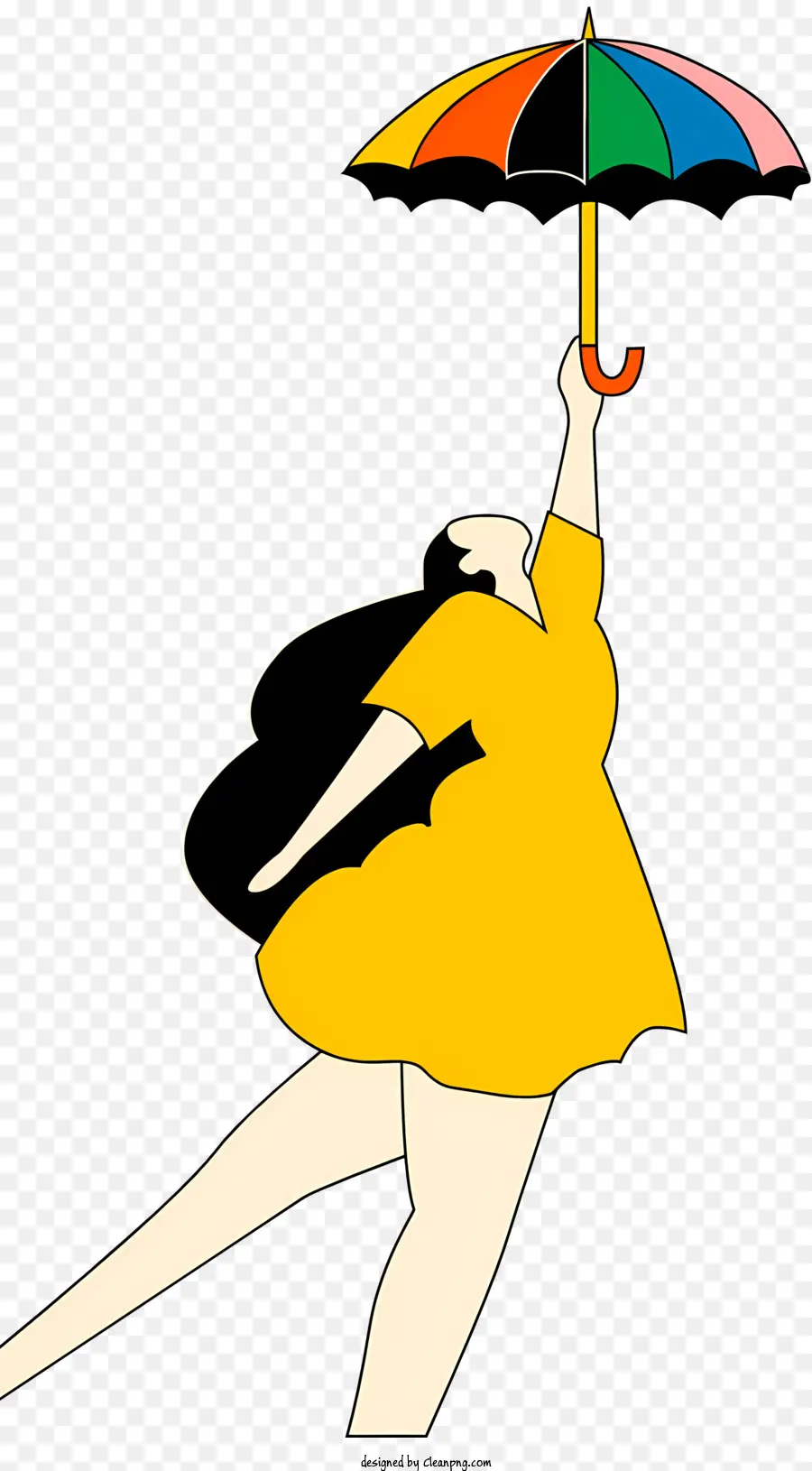 Wanita Dengan Gaun Kuning，Payung Warna Warni PNG