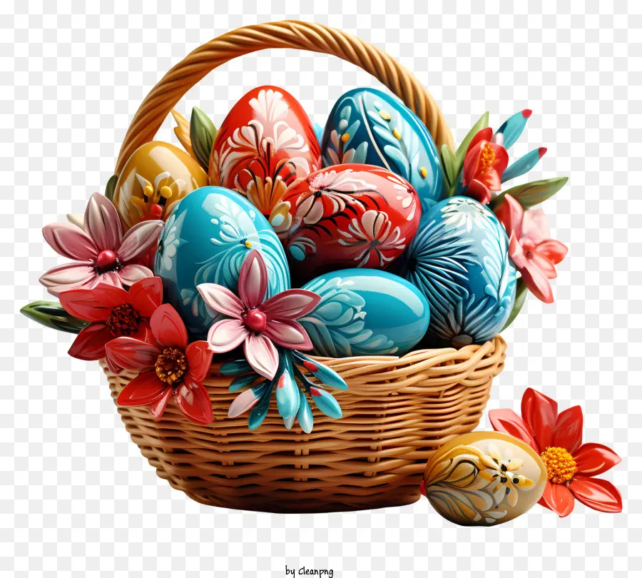 Telur Paskah，Keranjang Rotan PNG