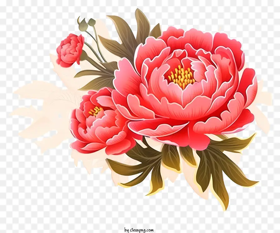 Gaya Isometrik，Tahun Baru Cina Peony PNG