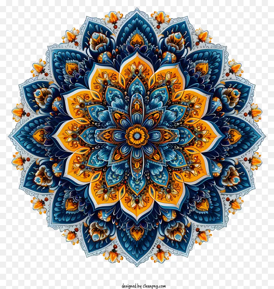 Mandala Melingkar，Bentuk Bunga Berwarna PNG