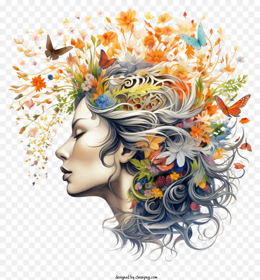 Equinox Maret，Wanita Dengan Bunga Di Rambut PNG