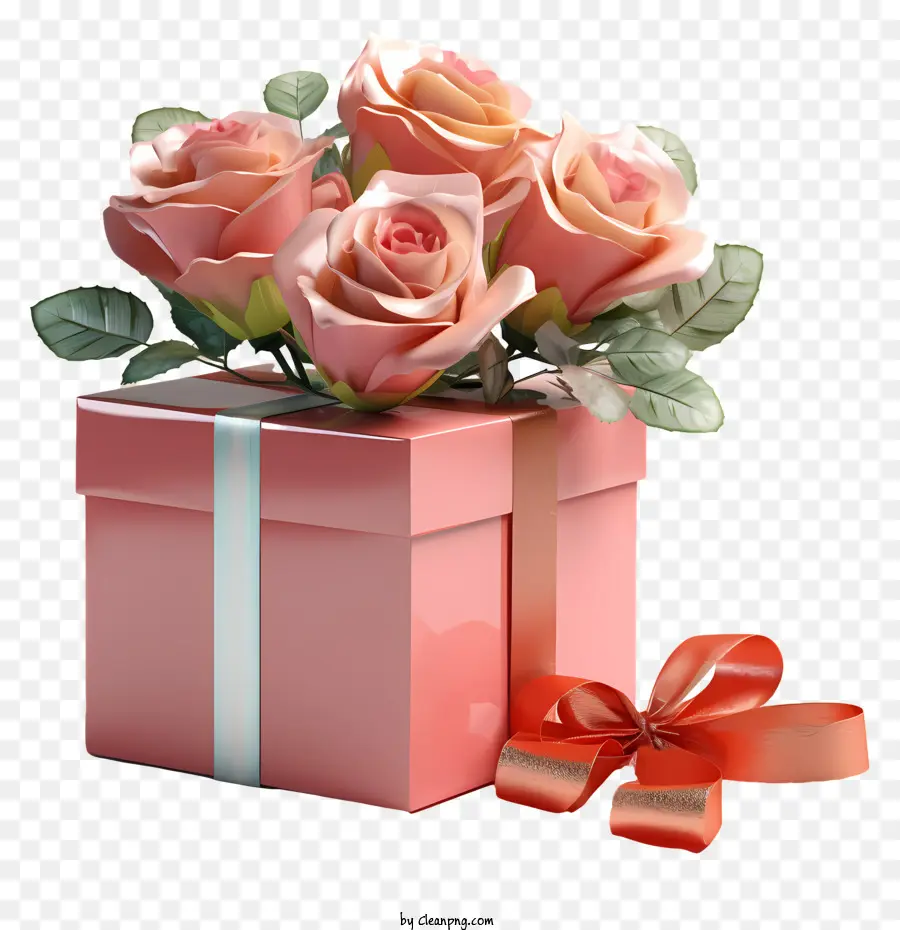 Kotak Hadiah，Mawar Merah Muda PNG