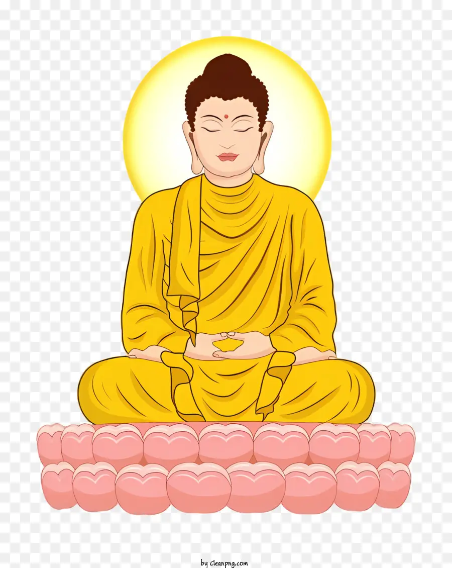 Hari Bodhi，Buddha Duduk Dengan Jubah Kuning PNG