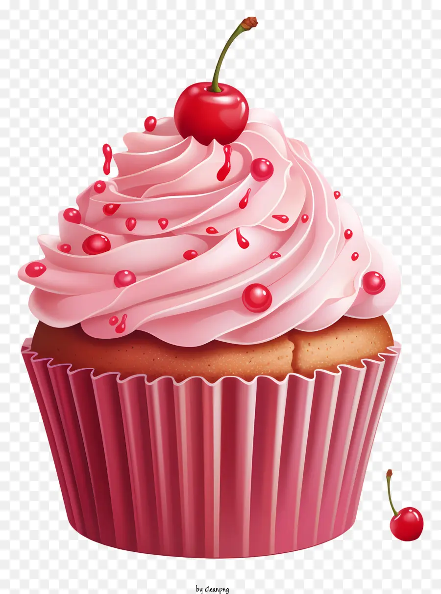 Cupcake Datar，Cupcake Merah Muda PNG