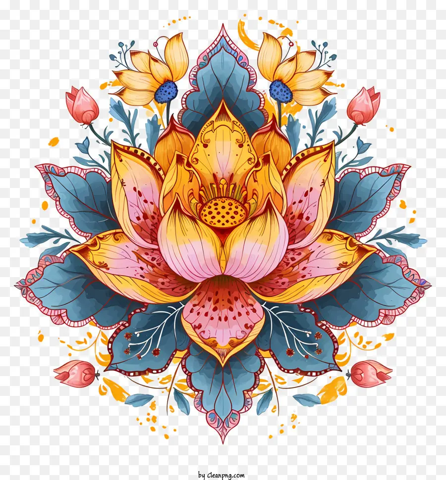 Mandala，Bunga Teratai PNG