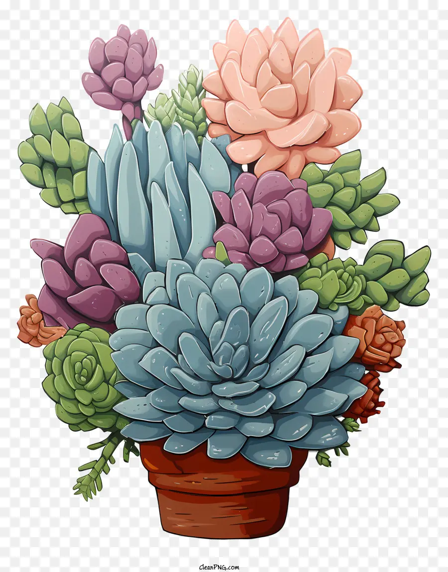 Succulents Pastel，Pot Bunga PNG