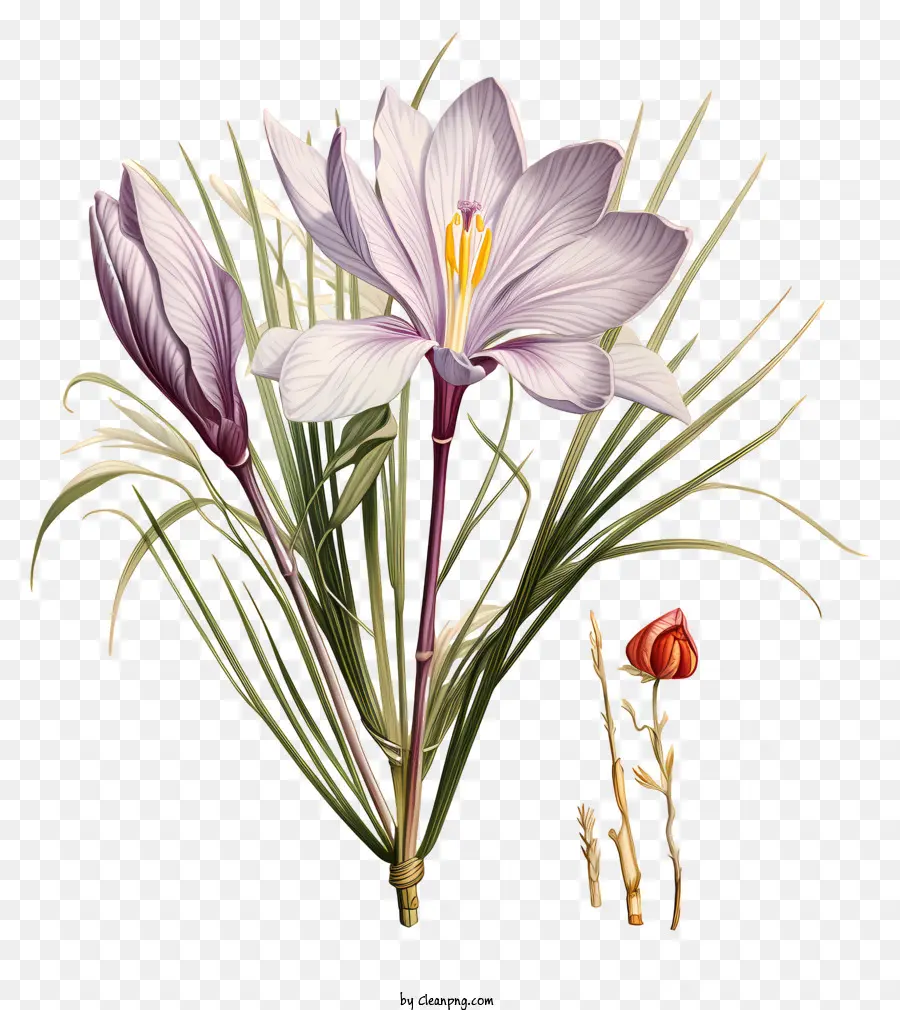 Crocus Yang Realistis，Bunga Ungu PNG