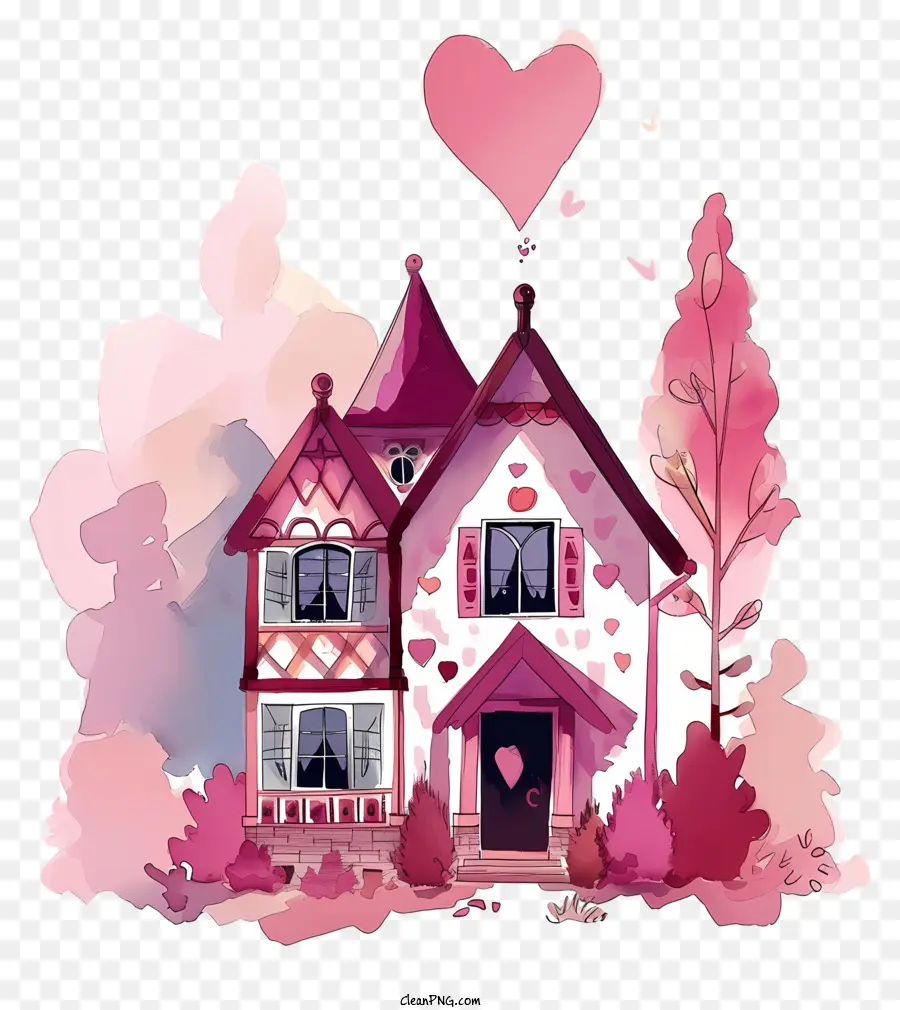 Rumah Valentine Cat Air，Pink Mansion PNG