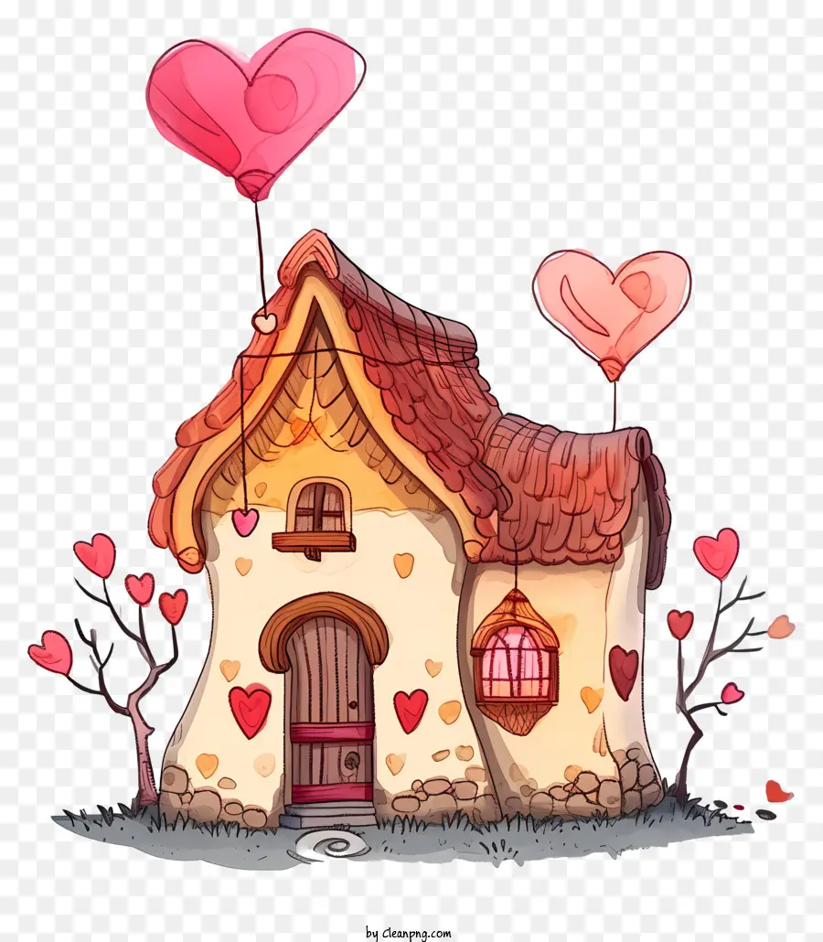 Rumah Valentine Yang Digambar Tangan，Pondok Atap Jerami PNG