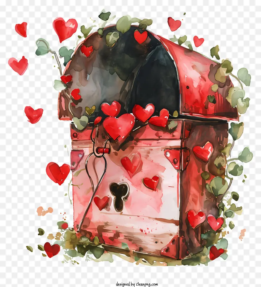 Kotak Surat Valentine，Lukisan Cat Air PNG