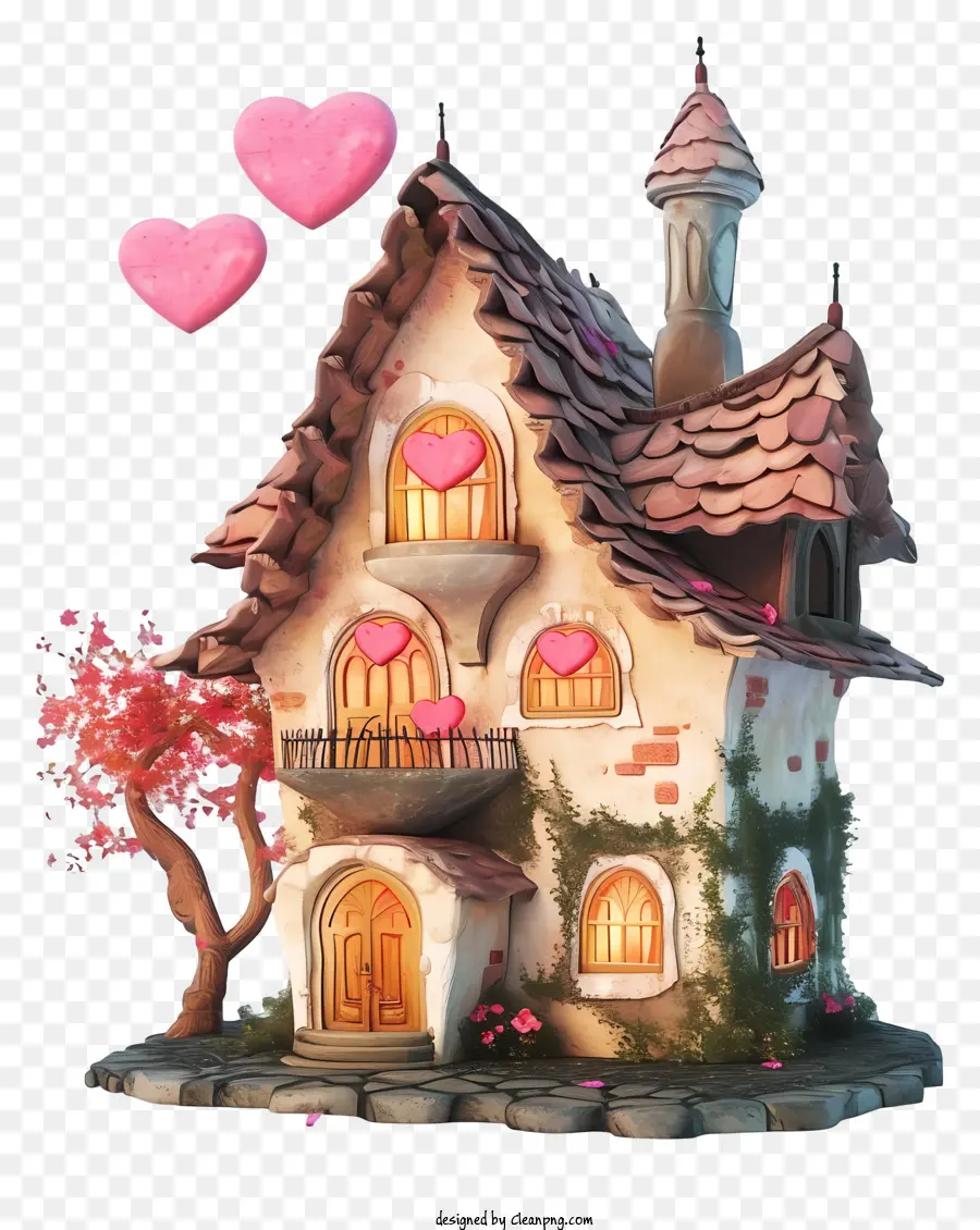 Rumah Valentine 3d Yang Realistis，Rumah Lucu PNG