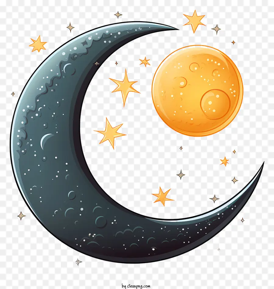 Bulan Dan Bintang Gaya Orat Oret，Bulan PNG