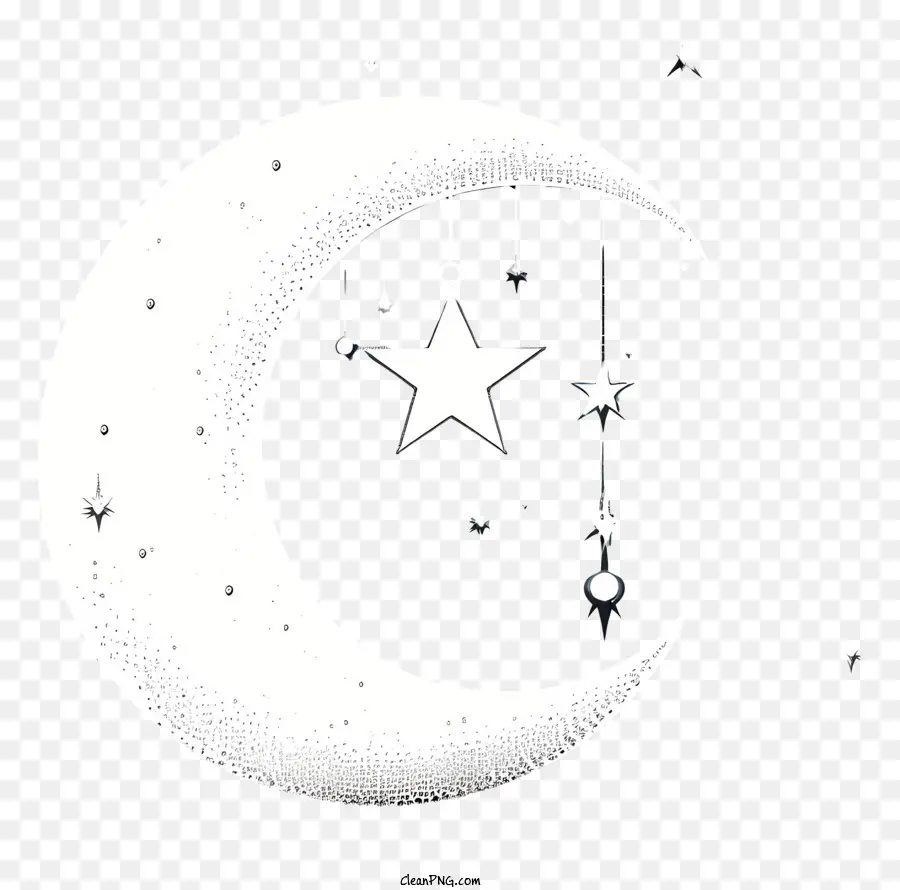 Sketch Style Moon And Star，Simbol Bulan Sabit Dan Bintang PNG