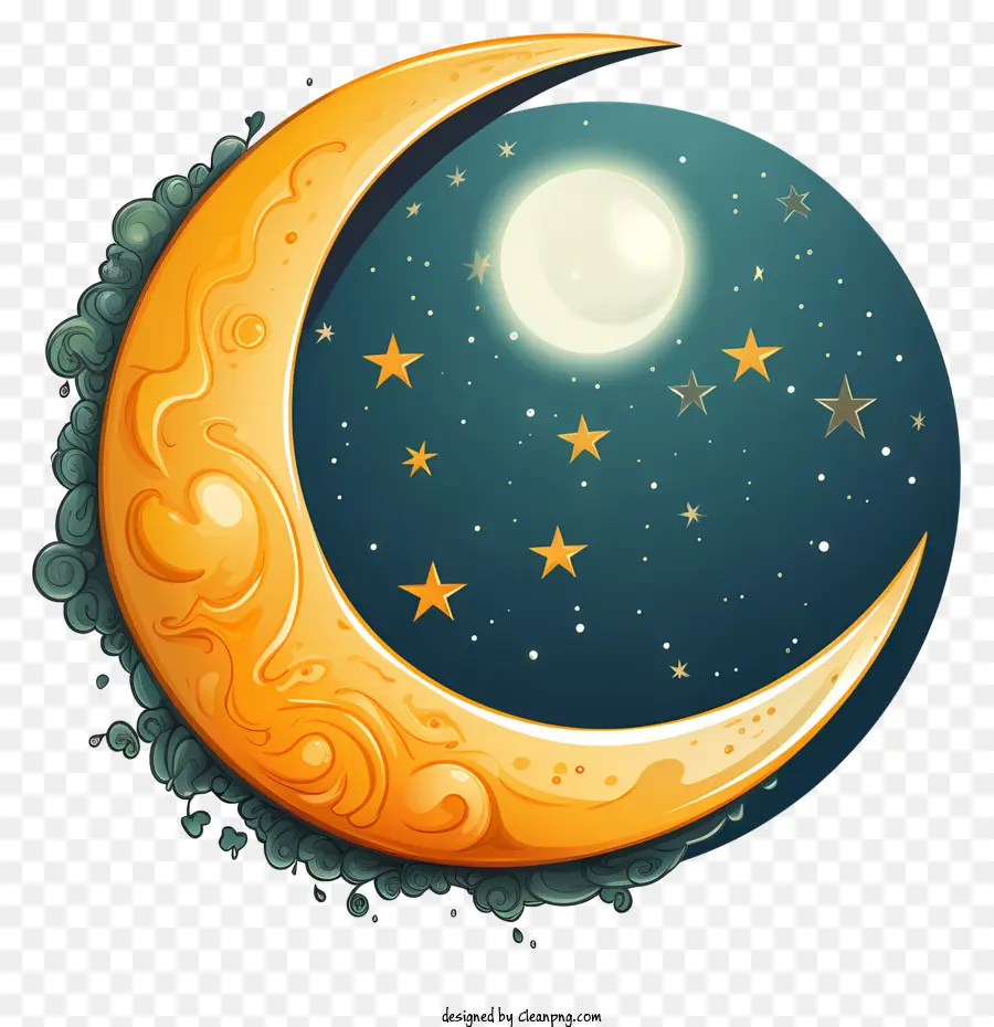 Bulan Dan Bintang Gaya Orat Oret，Bulan Purnama PNG