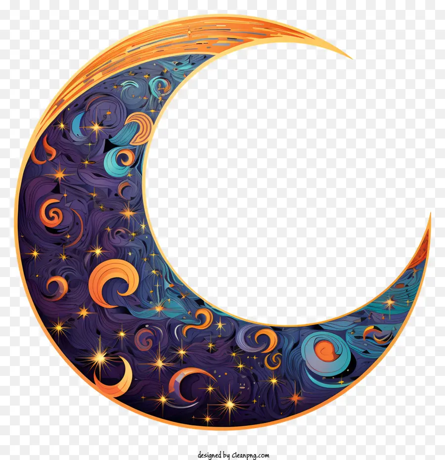 Moon Dan Star Paints Warna，Bulan Sabit PNG