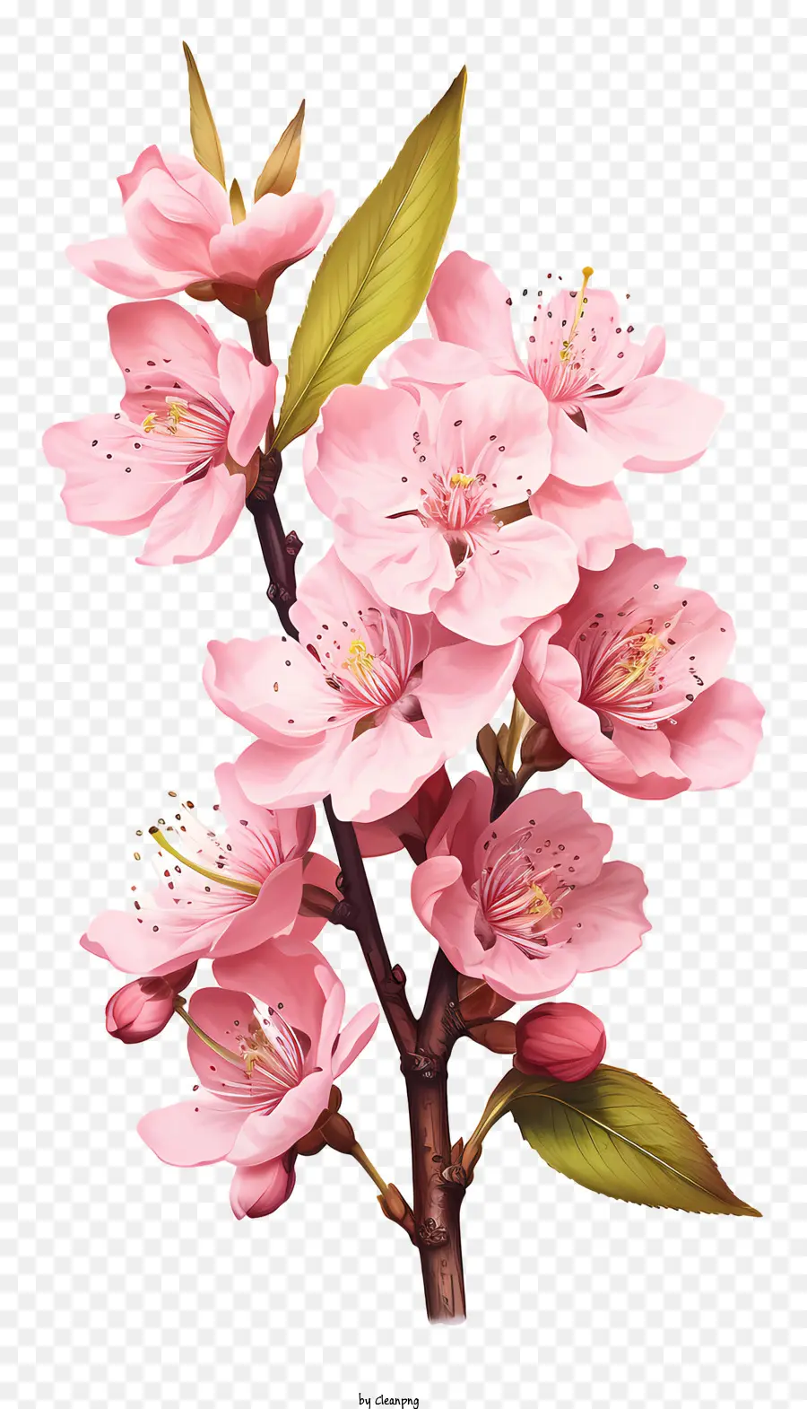 Bunga Cabang Ceri Datar，Pohon Bunga Merah Muda PNG