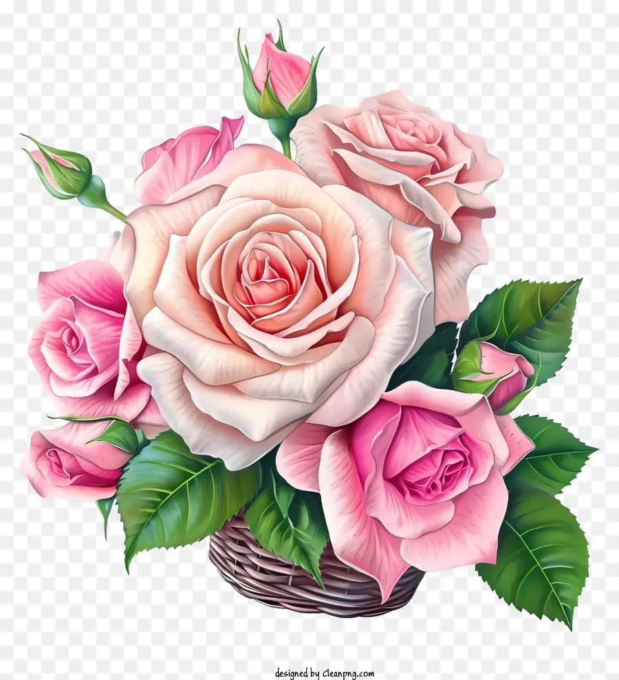 Pastel Valentine Rose，Mawar Merah Muda PNG