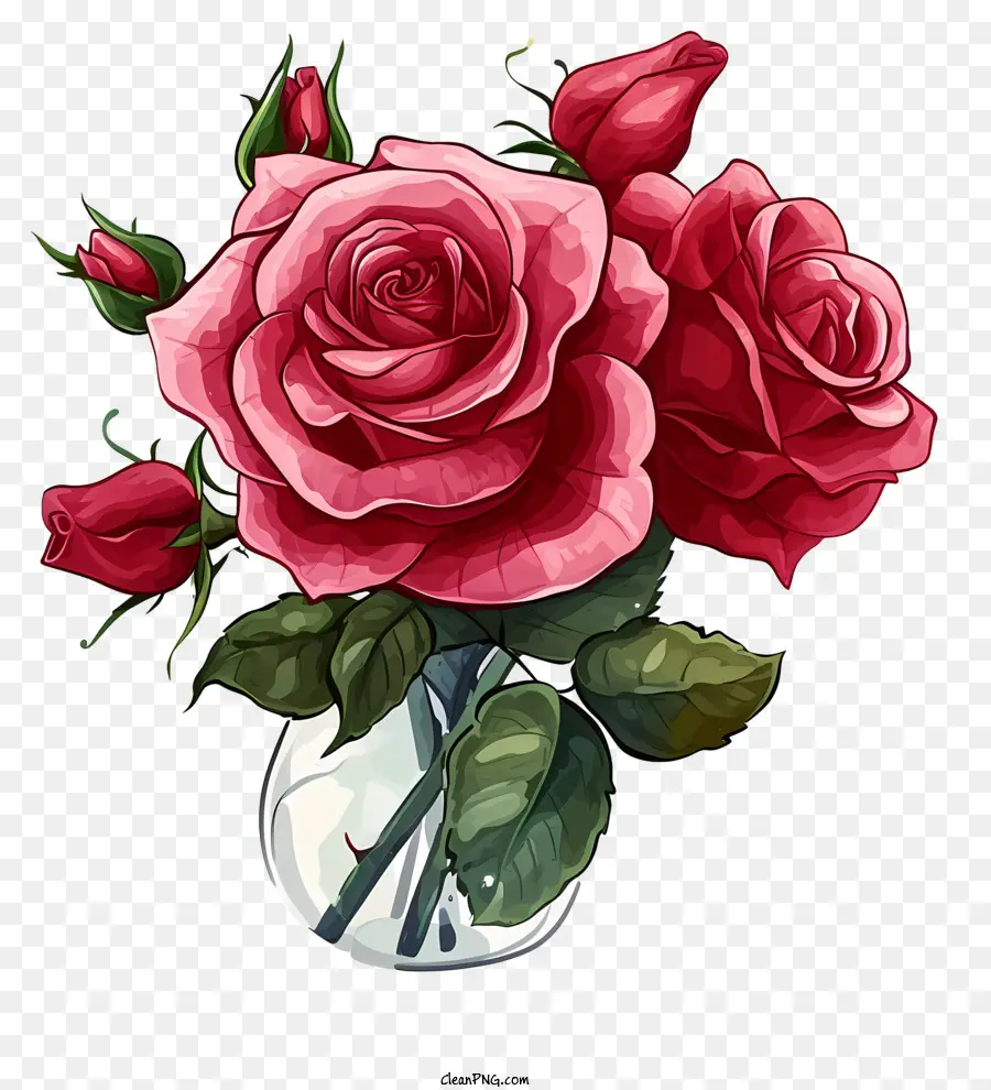 Kartun Valentine Rose，Vas Kaca PNG
