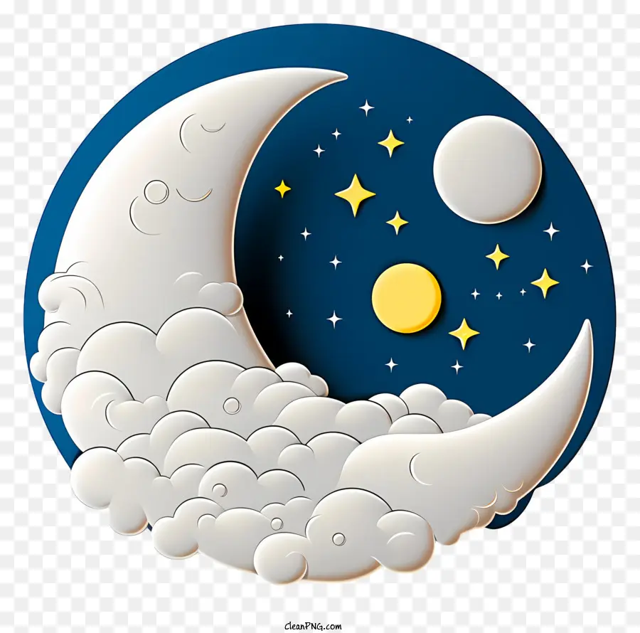 Bulan Gaya 3d Yang Realistis，Langit Malam PNG