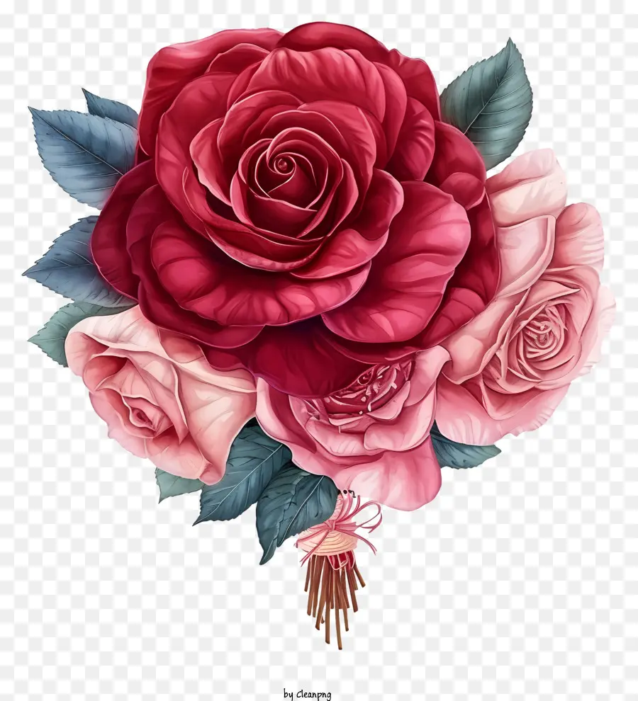 Valentine Rose Illustrate，Karangan PNG