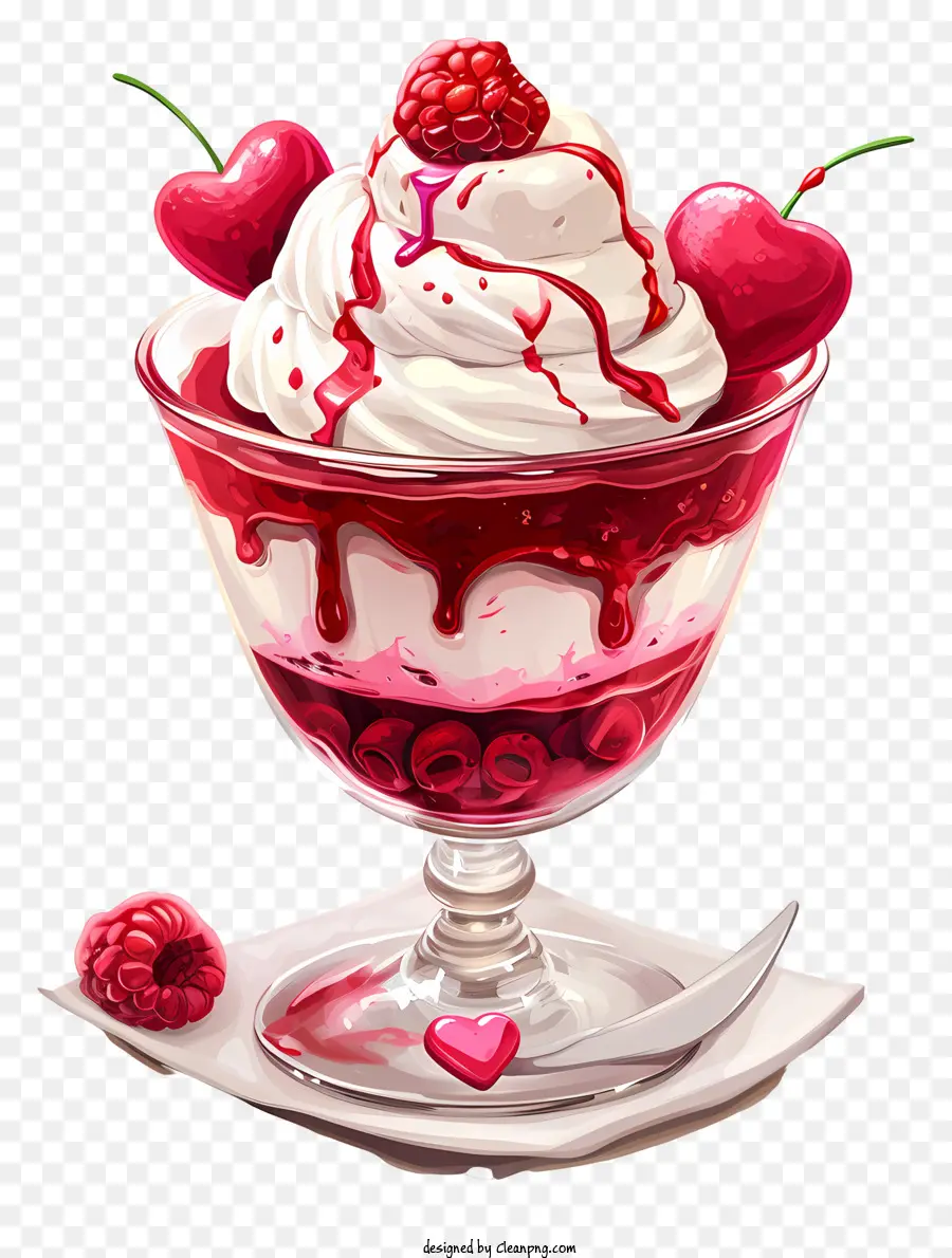 Makanan Penutup Valentine，Raspberry Sundae PNG