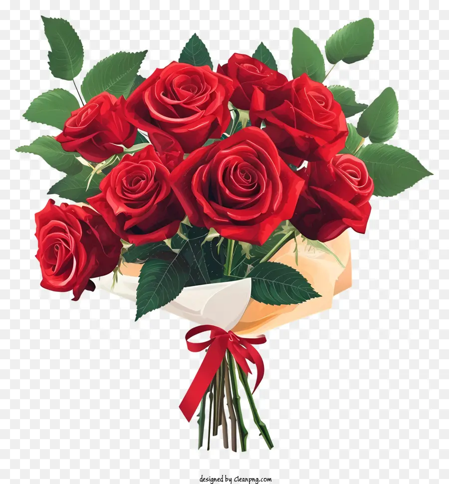 Dalam Gaya Ilustrasi Romantis，Valentine Rose Bunch PNG
