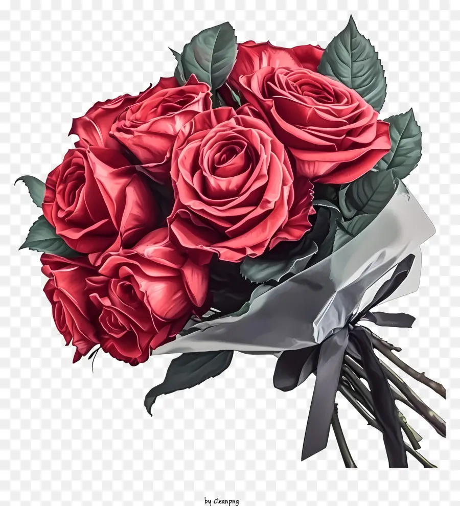 Dalam Gaya Ilustrasi Romantis，Valentine Rose Bunch PNG