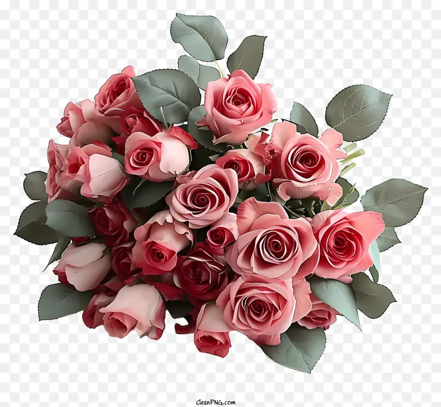 Bunch Rose Valentine Datar，Mawar Merah Muda PNG
