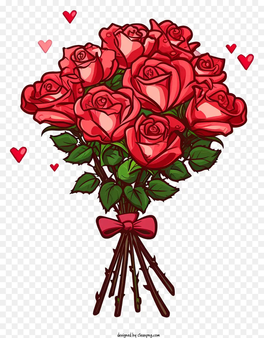 Kartun Valentine Rose Bunch，Mawar Merah PNG