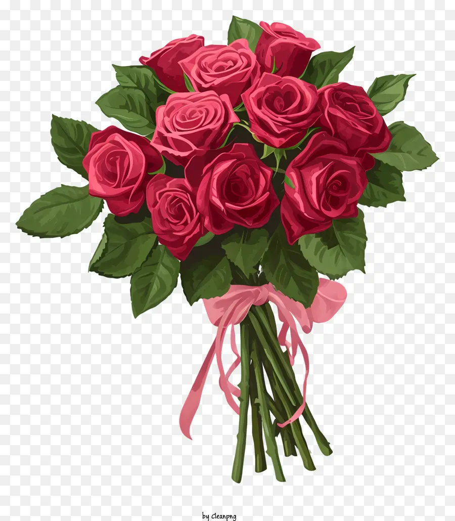 Valentine Rose Bunch Illustrate，Mawar Merah PNG